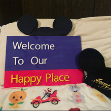 Load image into Gallery viewer, 20” Disney World Street Sign Inspired “Welcome To Our Happy Place” Wood Sign
