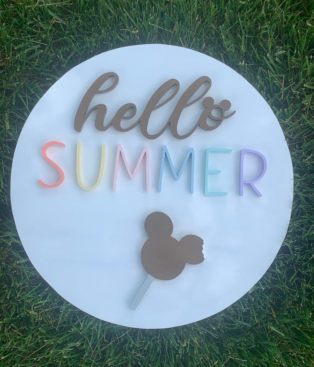 Disney Hello Summer Mickey Ice Cream Wood Sign