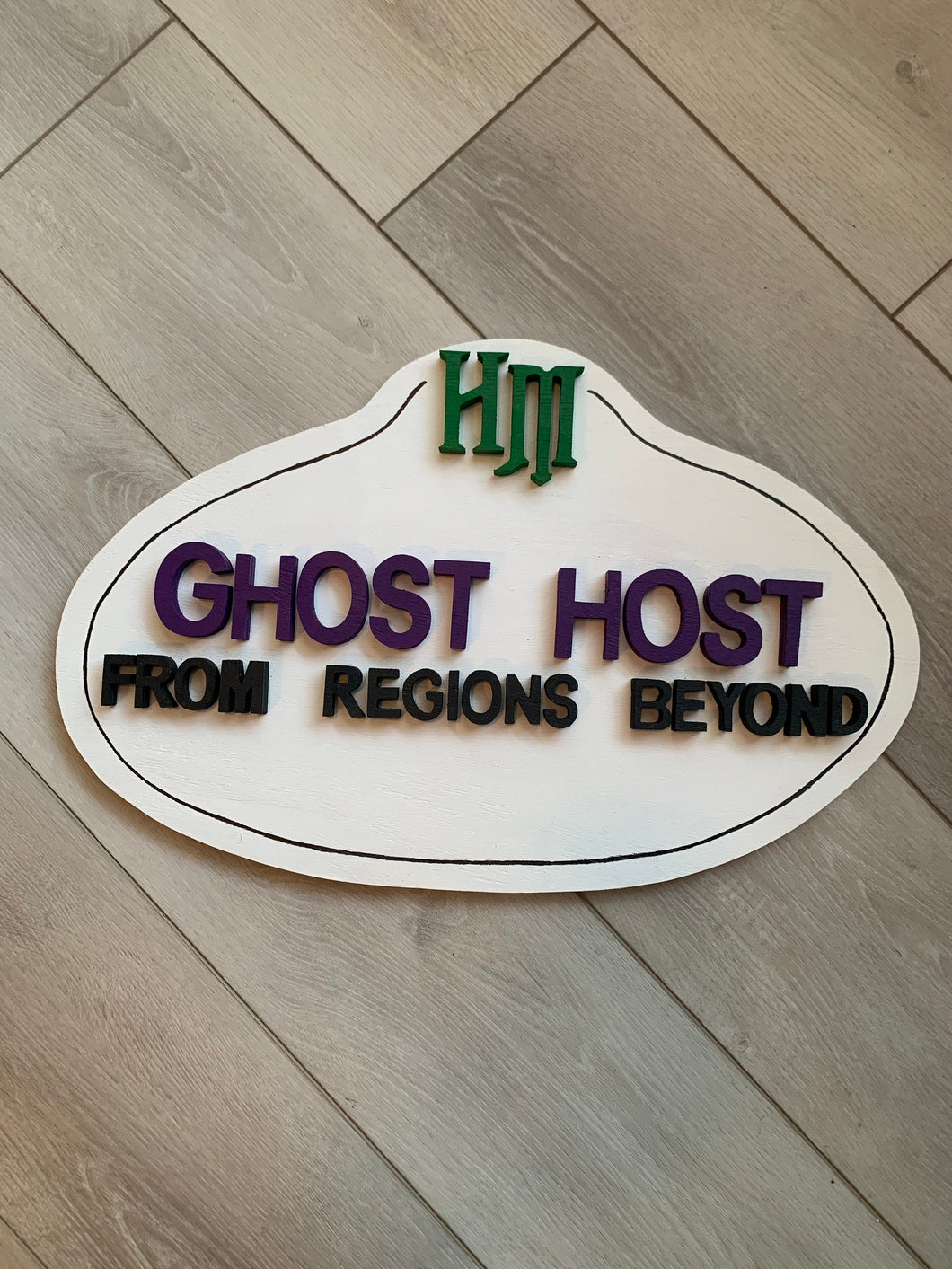Disney Haunted Mansion Ghost Host Name Tag Sign