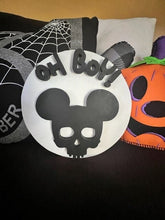 Load image into Gallery viewer, 18in Disney Mickey Skeleton Wood Sign
