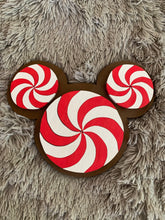Load image into Gallery viewer, 18” Christmas Peppermint Mickey Wood Sign
