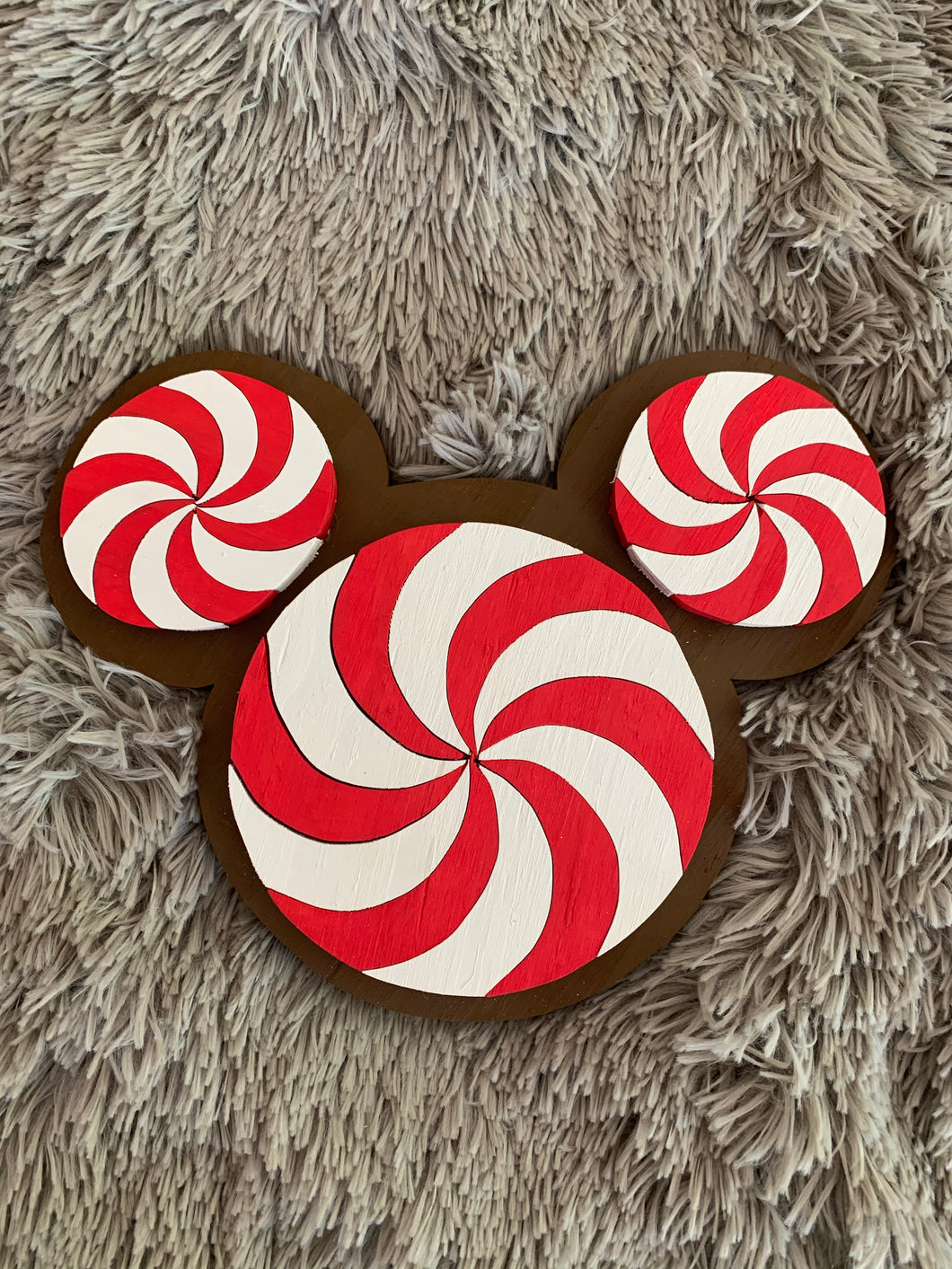 18” Christmas Peppermint Mickey Wood Sign