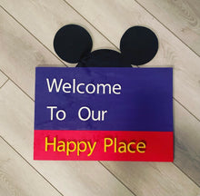 Load image into Gallery viewer, 20” Disney World Street Sign Inspired “Welcome To Our Happy Place” Wood Sign
