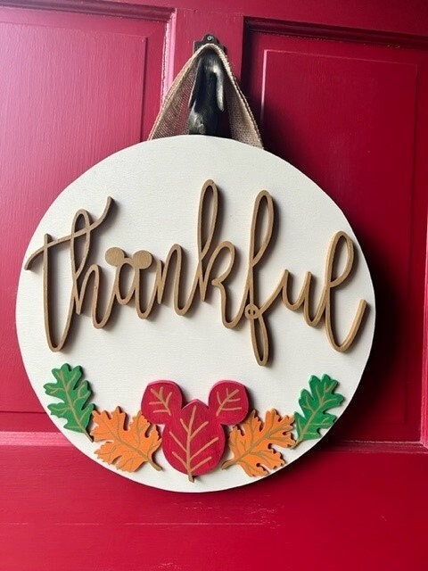 Mickey Fall Thankful Sign